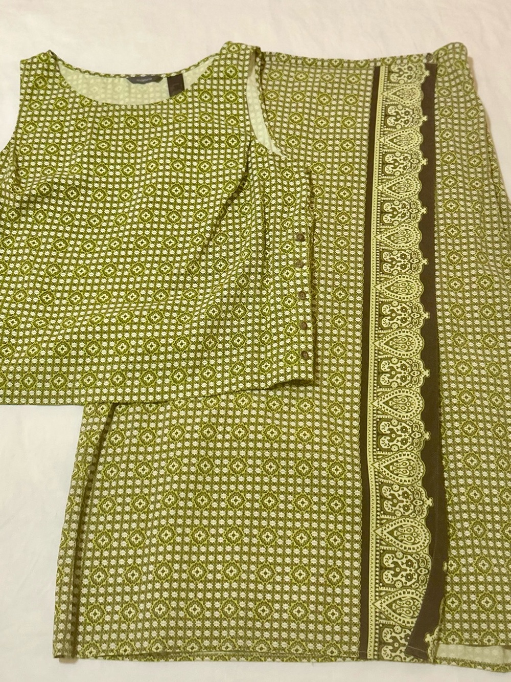 Vtg Y2K Liz Claiborne 100% Silk Geometric Skirt & Top 2-Pc Set Mixed LP